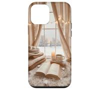 Cozy Winter Haven Scene con finestra innevata e amante dei libri festivi Custodia per iPhone 12 mini