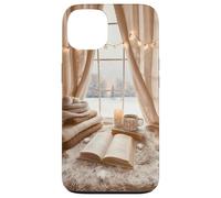 Cozy Winter Haven Scene con finestra innevata e amante dei libri festivi Custodia per iPhone 13