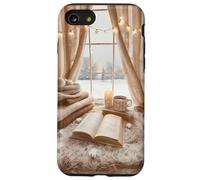 Cozy Winter Haven Scene con finestra innevata e amante dei libri festivi Custodia per iPhone SE (2020) / 7/8