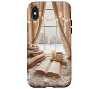 Cozy Winter Haven Scene con finestra innevata e amante dei libri festivi Custodia per iPhone X/XS
