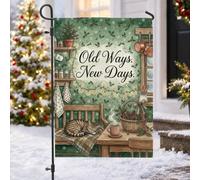 Cozy Winter Kitchen Cat Citazione Tabby Christmas Garden Flag 30,5 x 45,7