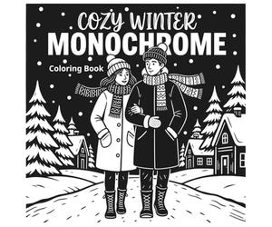 Cozy Winter Monochrome Coloring: 57 Relaxing Winter Designs for Calm, Simple Coloring