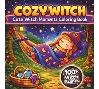 Cozy Witch Moments Coloring Book: Bold and Easy, Simple Cute Cozy Witch Moments for Relaxation, Kawaii Halloween Scenes, Stress Relief Coloring Book for Adults