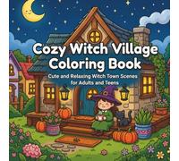 Cozy Witch Village Coloring Book: Cute and Relaxing Witch Town Coloring Pages for Adults and Teens