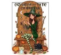 COZY WITCHY AESTHETIC COLORING BOOK: Cute Autumn Witches, Black Cats, Pumpkins, Potions, and Magical Cozy Scenes