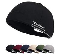Cozyan Retro Cotone Docker Hat Cappello Senza Visiera Berretto da Portuale Uomo Donna Berretto Cotone Cappellino da Portuale Retro Docker-cap da Motociclista Rolled Cuff Brimless Hat cap