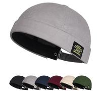 Cozyan Retro Cotone Docker Hat Cappello Senza Visiera Berretto da Portuale Uomo Donna Berretto Cotone Cappellino da Portuale Retro Docker-cap da Motociclista Rolled Cuff Brimless Hat cap