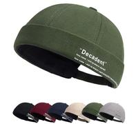 Cozyan Retro Cotone Docker Hat Cappello Senza Visiera Berretto da Portuale Uomo Donna Berretto Cotone Cappellino da Portuale Retro Docker-cap da Motociclista Rolled Cuff Brimless Hat cap