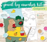 Cozycore Paint by Number Kit: Paint Your Way to Cozy - Kit Includes: 5 Paint by Number Canvases, 10 Paint Colors, Paintbrush, Instruction Book