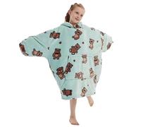 Cozydrew Felpa Bambino Cappuccio Oversize - Pigiama Bambina Invernale Felpato - Tasca Marsupio - Felpe Coperta Pile Sherpa - Hoodie Ragazzi Ragazze (Orsetto)