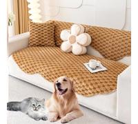 CozyFauxFurSofaCoverThickShaggySlipcoverperSezionaleDivanoNonSlipPlushPlushMobiliProtezioneper Bambini e Animali Domestici90x210cmCoffeeColor