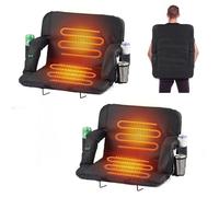 CozyGoo Sedili riscaldati da stadio da 63,3 cm, con supporto posteriore, sedia pieghevole da stadio con riscaldamento a 3 livelli, 6 posizioni reclinabili, 5 tasche, per eventi sportivi all'aperto, 2