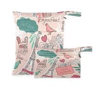 Cozyhome - Borsa per pannolini con motivo "Love in Parigi per pannolini", impermeabile, lavabile, con tasca per viaggi, campeggio, spiaggia