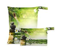 COZYhome - Borsa per pannolini in tessuto di bambù giapponese con pietra Zen giapponese, impermeabile, lavabile, con tasca per viaggi, campeggio, spiaggia