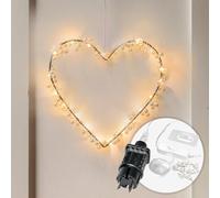 CozyHome Lucine led decorative Cuore - 20 LED bianco caldo decorazione di finestre I Con spina I Per interni I Filo led decorative Fairy lights Lucette decorazioni Luci natale catena luminosa interno
