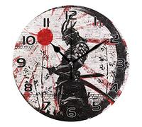 Cozyhome Orologio da parete moderno vintage giapponese samurai rotondo orologio da parete silenzioso senza ticchettio a batteria per soggiorno, camera da letto, cucina, ufficio, scuola