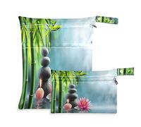 COZYhome - Sacchetti per pannolini per bambini, in tessuto di bambù, con pietra giapponese e zen, impermeabile, lavabile, con tasca per viaggi, campeggio, spiaggia