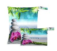 COZYhome - Sacchetti per pannolini per pannolini giapponesi Zen Orchidea di bambù per appendere pannolini borse bagnate, impermeabile, lavabile, con tasca per viaggi, campeggio, spiaggia