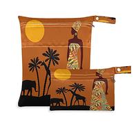 COZYhome - Sacchetti per pannolini per pannolini tropicali africani e lunari, impermeabili, lavabili e impermeabili, con tasca per viaggi, campeggio, spiaggia