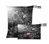 COZYhome - Sacchetti per pannolini per pannolini Zen Lotus Flower Art Pittura Panno per Pannolini da appendere borse bagnate, impermeabile, lavabile, con tasca per viaggi, campeggio, spiaggia