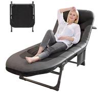 Cozykimo Lettino da campeggio pieghevole, 190 x 60 x 30 cm, fino a 300 ibs, con tasca, pieghevole, letto da campeggio regolabile in 6 posizioni, sedia a sdraio per balcone e giardino (Nero) (Nero)