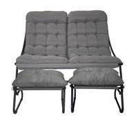 Cozykimo Lettino doppio per esterni per 2 persone, lettino da giardino per 2 persone, extra alto con 7 cm di spessore, sedia a sdraio da giardino extra larga, lettino relax per esterni, sdraio con