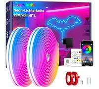 Cozylady Striscia LED RGB neon da 12 m (2 rotoli da 6 m), strisce flessibili con forte nastro biadesivo, corde luminose a LED da 24 V con app/telecomando applicabile a camera da letto, stanza e