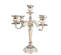 Cozyle - Candelabro in stile europeo classico, bellissimo candelabro in metallo a 5 bracci, colore: argento