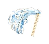 Cozylkx 50 Pezzi di Bastoncini di Stelle Filanti per Matrimonio con Campane, Bacchette dei Desideri Baton Twirling Fairy Wand Stick per La Festa,Azzurro+Bianco