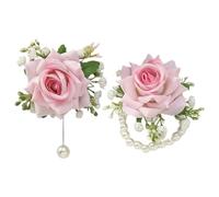 Cozylkx Set di Fiori Artificiali da Polso con Rose E Boutonniere per La Sposa, Lo Sposo, La Damigella d'Onore, Le Decorazioni per L'anniversario di Matrimonio, La Festa E Il Ballo di Fine Anno