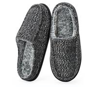 Cozylook Pantofole da uomo, mocassini imbottiti in memory foam, suola antiscivolo, per interni ed esterni, morbida fodera in peluche, regali accoglienti, taglie 40-48, nero, 43/45 EU