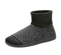 Cozylook Pantofole uomo con polsini in maglia, accoglienti pile e memory foam, scarpe antiscivolo indoor outdoor, regali unici, Nero , 39.5/41 EU