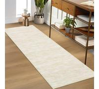 COZYLOOM Tappeto per corridoio 60 x 20 cm, moderno, con retro antiscivolo, resistente alle macchie, moderno, lavabile, a pelo basso, per interni, cucina, camera da letto, lavanderia, beige chiaro
