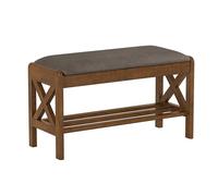 Cozyman Scarpiera da 80 cm con seduta imbottita in finta pelle, panca da ingresso in ecopelle con ripiano sollevabile, scarpiera a 2 ripiani in legno per ingresso, corridoio, soggiorno, camera da