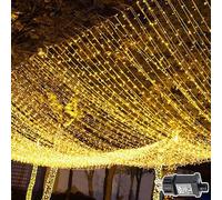 Cozymeow Luci Natale Esterno Cascata 600 LED 6x3 m Tenda Luminosa Natale Esterno con Timer, 8 Modalità IP65 Impermeabile Collegabili Luci Natalizie per Natale, Giardino, Matrimonio - Bianco Caldo