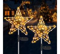 Cozymeow Luci Solari da Giardino 2 Pezzi 75 LED Stella di Natale Luminosa Solare, 8 Modalità Luminarie Natalizie da Esterno Impermeabile Stella Luminosa LED per Balcone Terrazzo Decorazioni Natalizie
