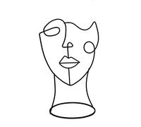Cozymondo Statua decorativa moderna SingleLine Face Art Statua decorativa nera in design minimalista come decorazione astratta per ogni appartamento 2 varianti Full Face & Half Face (Full Face)