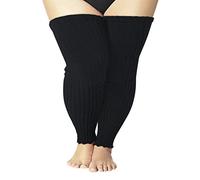 COZYOFFI Calzettoni da donna taglie forti per gambe in maglia sopra al ginocchio per cosce spesse, C02-nero, Taglia grossa