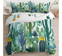 CozyRest Copripiumino Deserto Cactus e Piante Succulente Verdi Reversibile, Set Biancheria da Letto 230 x 220 cm e Chiusura a Cerniera, Copripiumini Ipoallergenico per Bambini