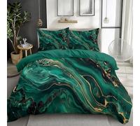 CozyRest Copripiumino Marmo verde e oro Set letto con 2 federe Copriletto morbido in policotone anti-stiro Malachite verde Set copripiumino ipoallergenico