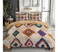 CozyRest Copripiumino Reversibile per Letto Matrimoniale, Stampa marocchina d'epoca, 1 Copripiumino 260 x 240 cm e 2 Federe 50x80 cm, Biancheria da Letto Morbida Policotone Marrone