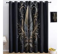 CozyRest Tende Oscuranti per Camera da Letto per Interni, Tende Occhielli per Cameretta Bambini Adulto con Piume eleganti Stampate, 280 x 260 cm Stile Barocco