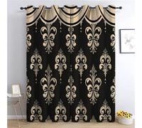 CozyRest Tende Oscuranti per Cameretta Bambini, Tenda Termica con Occhielli in Modello Iris in stile barocco, 280 x 260 cm per Interni, Nero e beige