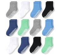 CozyWay Calzini antiscivolo per bambini 12 paia con impugnatura per ragazzi e ragazze Neonati bambini Calzini in cotone antiscivolo per bambini 6-12 mesi