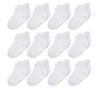 CozyWay Calzini in stile caviglia non slip con pinze, 12 pacchetti per bambini e ragazze, bianco solido, 1-3 anni