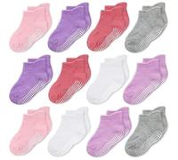 CozyWay Calzini in stile caviglia non slip con pinze, 12 pacchetti per bambini e ragazze, colori assortiti, 6-12 mesi