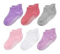 CozyWay Calzini in stile caviglia non slip con pinze, 6 pacchetti per bambini e ragazze, colori assortiti, 6-12 mesi