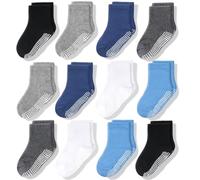 CozyWay Calzini per bambini senza slip, 6 pacchetti per ragazzi, nero/blu/azzurro/grigio, 1-3 anni