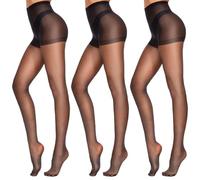 CozyWow Collant da donna a 20 denari, con punta rinforzata, a vita alta, 3 x nero, S