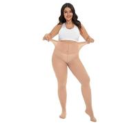 CozyWow Collant da donna a grande vestibilità, resistenti alla corsa 80D, morbidi, tinta unita, semi-opaco con vita alta 1X, 2X, 3X, 4X, Beige chiaro, XL